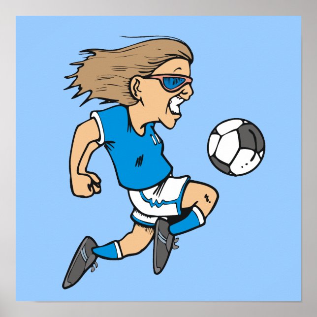 Pôster Cartoon Female Soccer Star T-shirts e presentes (Frente)