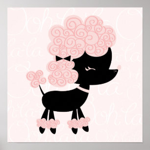 Pôster Cartoon francês Poodle Children's Wall Art