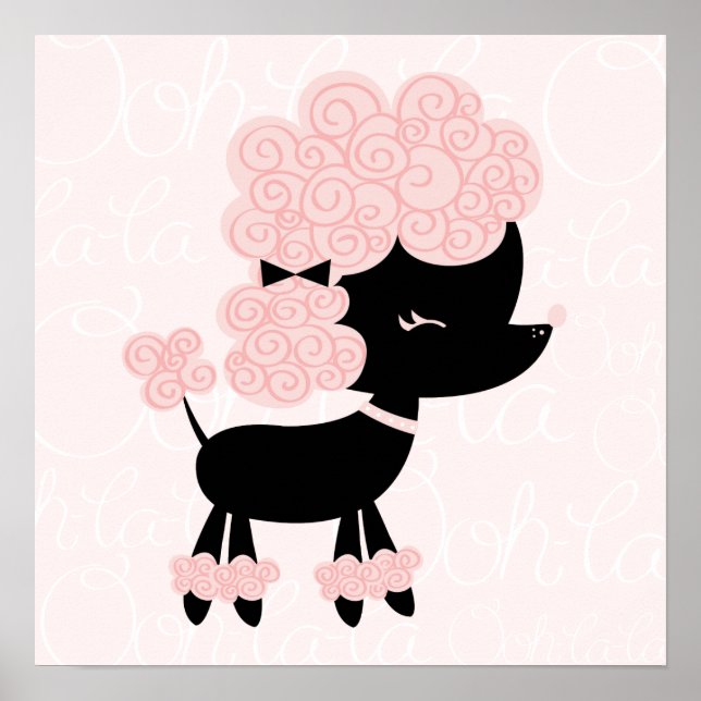 Pôster Cartoon francês Poodle Children's Wall Art (Frente)