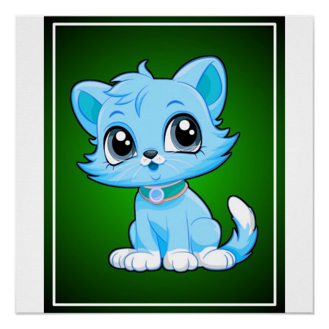 Pôster Cartoon Gato Adorável (Frente)