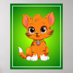 Poster Cartoon Gato Adorável