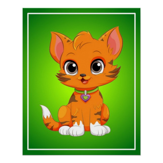 Pôster Cartoon Gato Adorável (Frente)