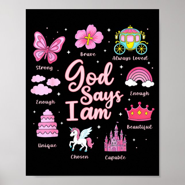 Poster Cartoon God Say I Am Princess Girl Kids  (Frente)