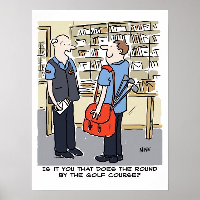 Poster Cartoon Golfer Postman ama Golf (Frente)
