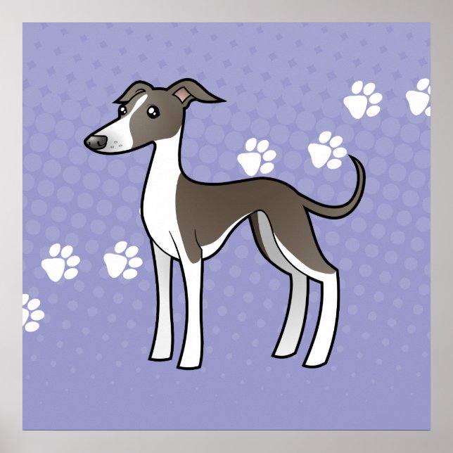 Poster Cartoon Greyhound / Whippet / Italiano Greyhound (Frente)
