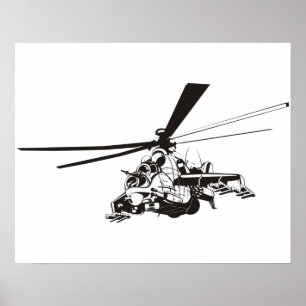 Poster Cartoon Helicopter "Hind"
