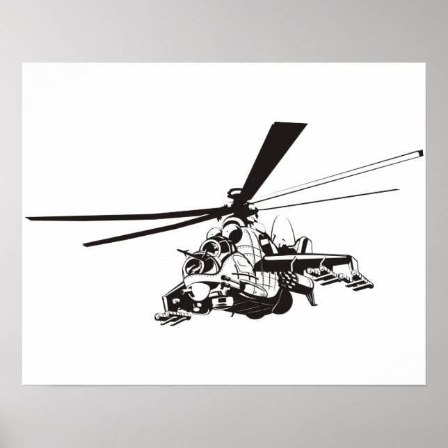 Poster Cartoon Helicopter "Hind" (Frente)