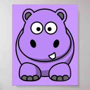 Poster cartoon-hippo adorável roxo adorável