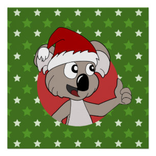 Pôster Cartoon koala sobre um padrão perfeito