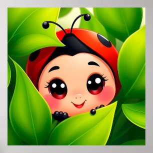Poster Cartoon Ladybug Adorável