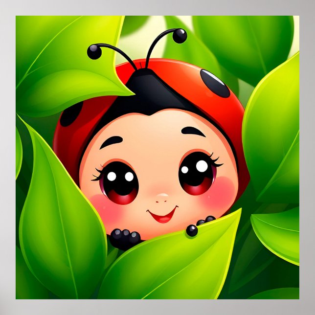 Poster Cartoon Ladybug Adorável (Frente)