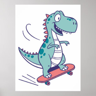 Poster Cartoon legal T-Rex no skate