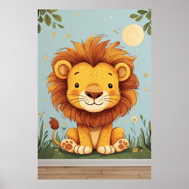 Poster Cartoon Lion kids wall art (Frente)