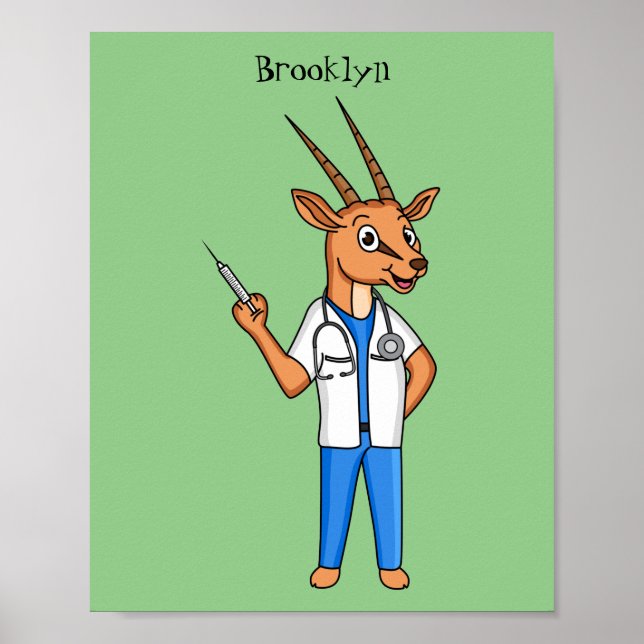 Poster Cartoon médico de antílope Gemsbok (Frente)