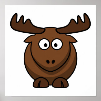 Pôster Cartoon Moose Engraçado