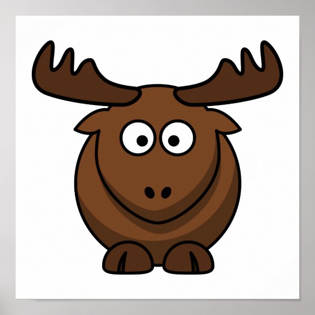 Pôster Cartoon Moose Engraçado (Frente)