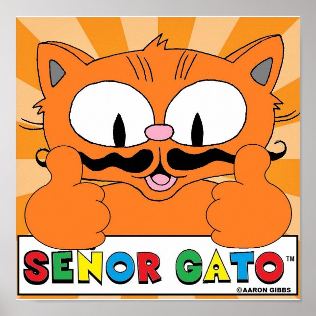 Poster Cartoon Mustache Cat Senor Gato 2 Dói (Frente)