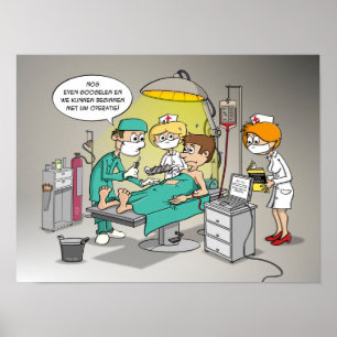Poster Cartoon; Nog até googelen en we kunnen opereren