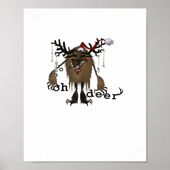 Poster Cartoon Oh Deer Funny Reindeer Holiday Gamer Gift  (Frente)