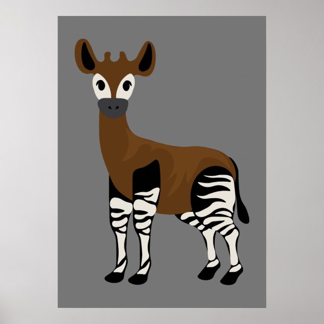 Poster Cartoon Okapi, Animais Majestosos Okapi, Amantes O (Frente)