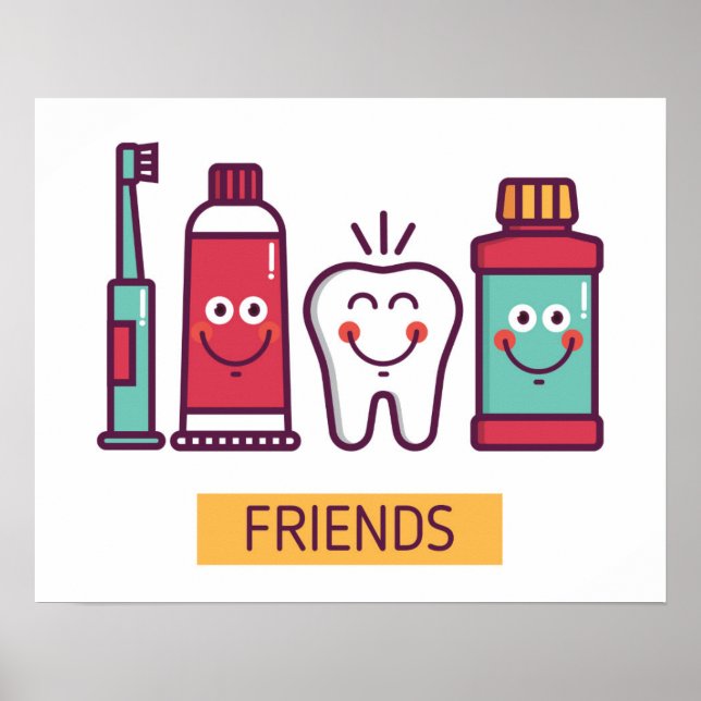 Poster Cartoon Oral Care Amigos (Frente)