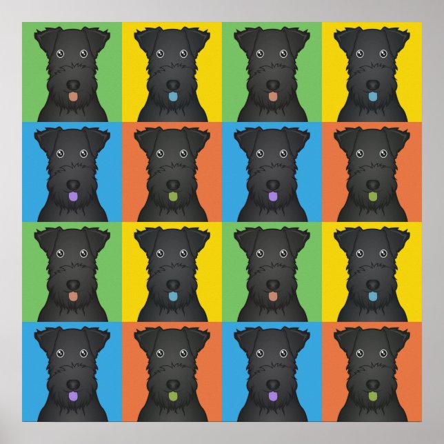 Poster Cartoon Pop de Arte Kerry Blue Terrier Dog (Frente)