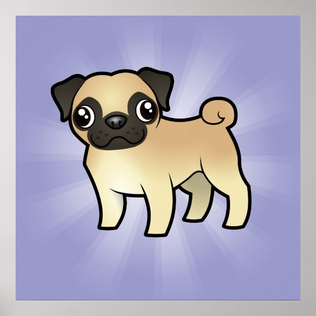 Pôster Cartoon Pug (Frente)