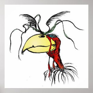 Poster Cartoon Redneck Vulture Bird