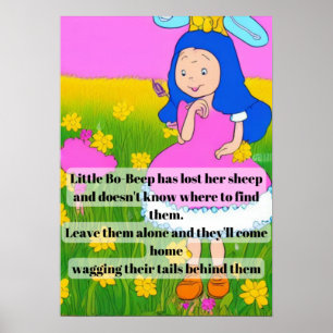 Poster cartoon rima infantil divertido Little Bo-Peep per