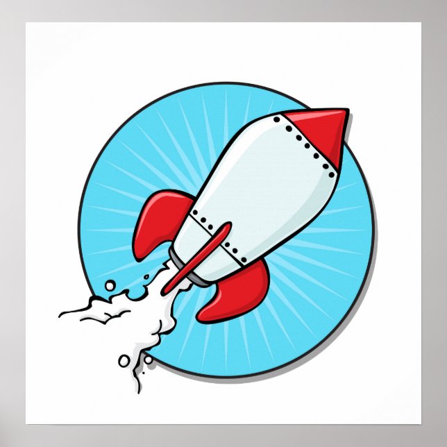 Pôster Cartoon Rocket Ship Design (Frente)