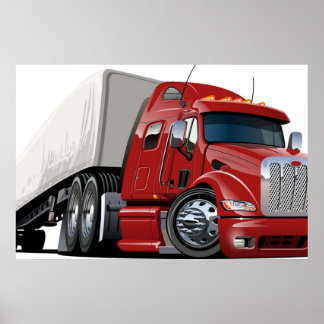 Poster Cartoon semi truck