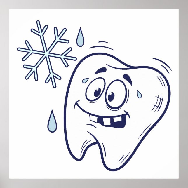 Poster Cartoon Sensível aos Dentes - Dor nos Dentes Frio (Frente)