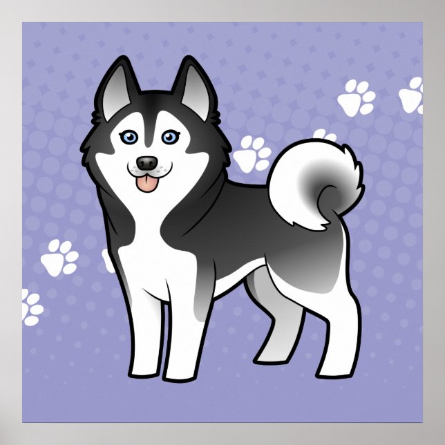 Pôster Cartoon Siberian Husky / Alaskan Malamute (Frente)