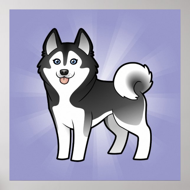 Poster Cartoon Siberian Husky / Alaskan Malamute (Frente)