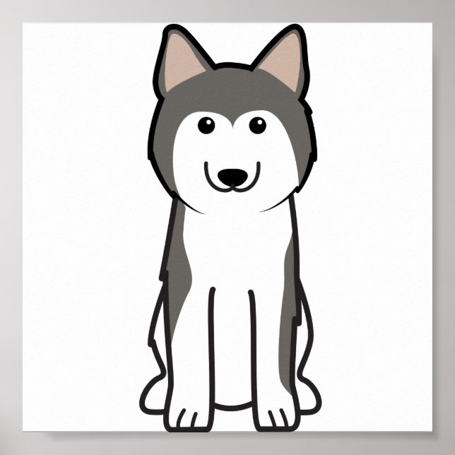 Pôster Cartoon Siberian Husky Dog (Frente)