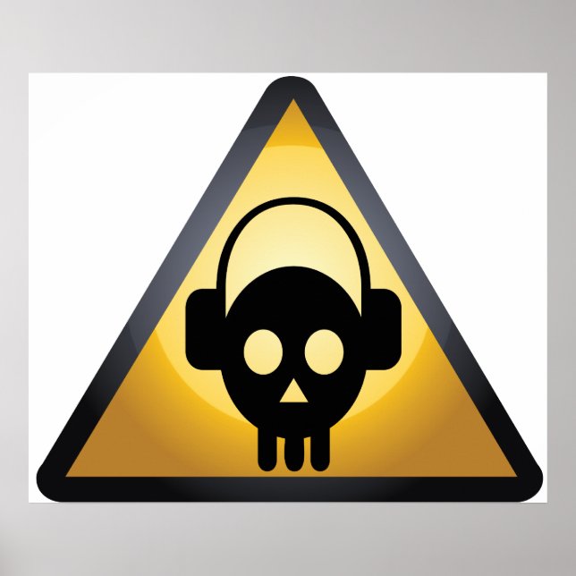 Pôster Cartoon Skull DJ (Frente)