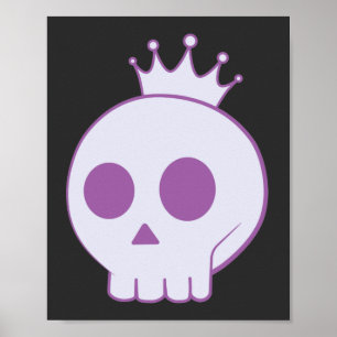Poster cartoon skull with crown design