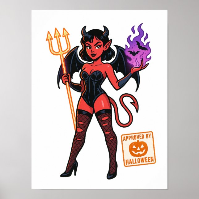 Poster Cartoon Succubus de Halloween - Escuro e Reproduto (Frente)