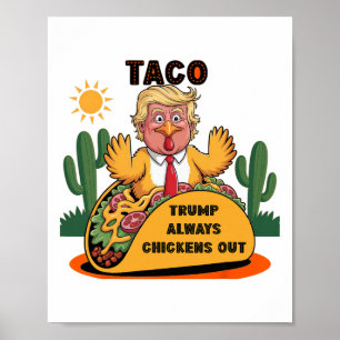 Poster Cartoon Taco -trump Sempre se Acovarda