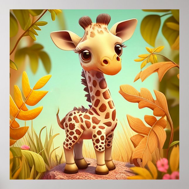 Poster Cartoon Tropical Cachorinha Girafa (Frente)