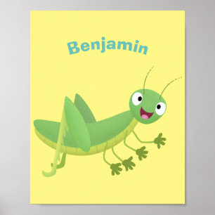 Poster Cartoon verde-gafanhoto
