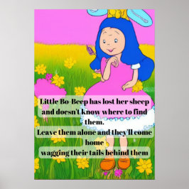 Poster cartum de rima infantil divertida pequena bo-peep 
