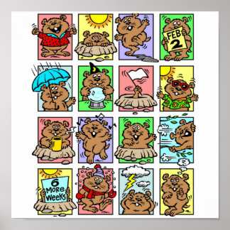 Pôster Cartuns Engraçados do Dia do Groundhog