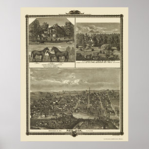 Pôster Carvalho vermelho, mapa panorâmico de IA - 1875