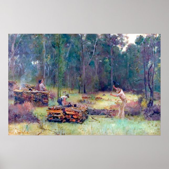 Poster Carvoeiros Rachadores de Lenha Tom Roberts 1886  (Frente)
