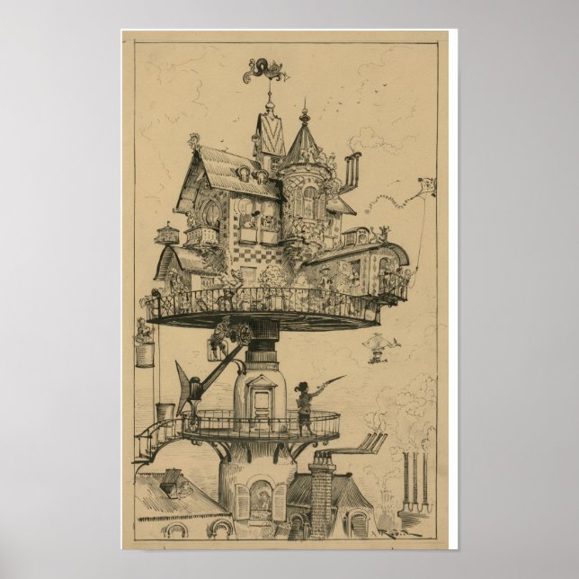 Poster Casa aérea por Albert Robida (1883) (Frente)