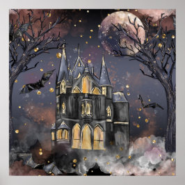 Poster Casa Assombrada | Árvore lunar e morcegos