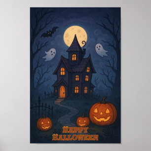 Poster Casa Assombrada Branca   Dia das Bruxas-