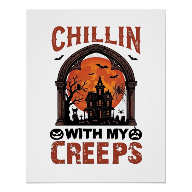 Pôster Casa Assombrada do Chillin Creeps Halloween Lua La (Frente)