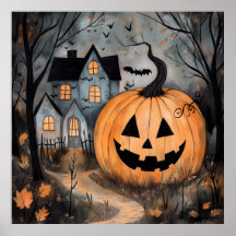 Casa Assombrada e Abóbora Gigante de Halloween